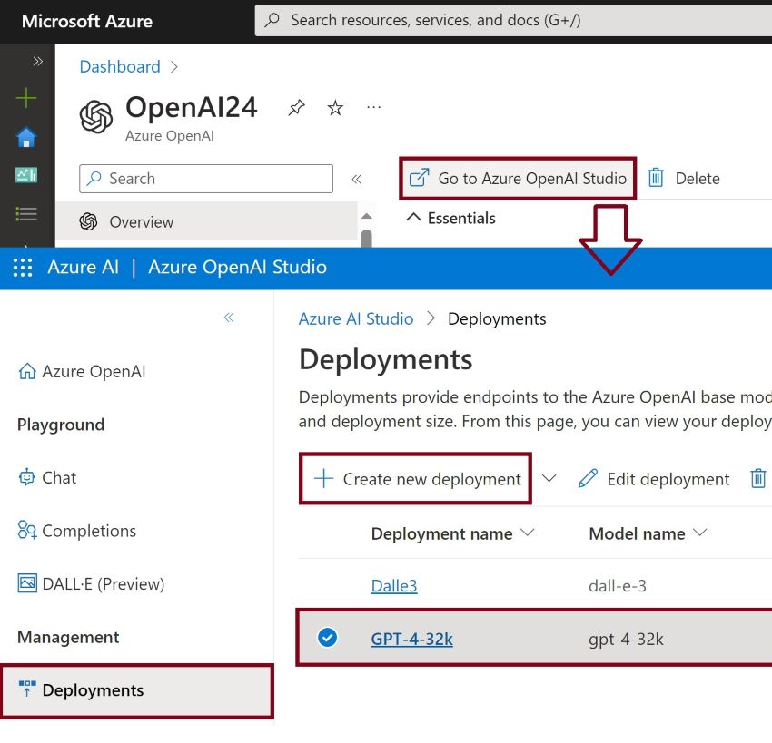 Azure OpenAI Service studio